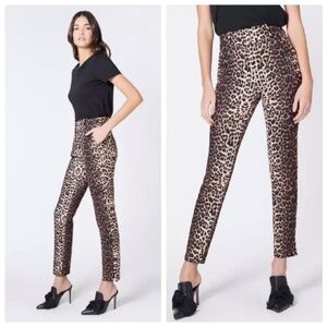 Veronica Beard Lago Leopard Print Straight Leg Trousers / Pants